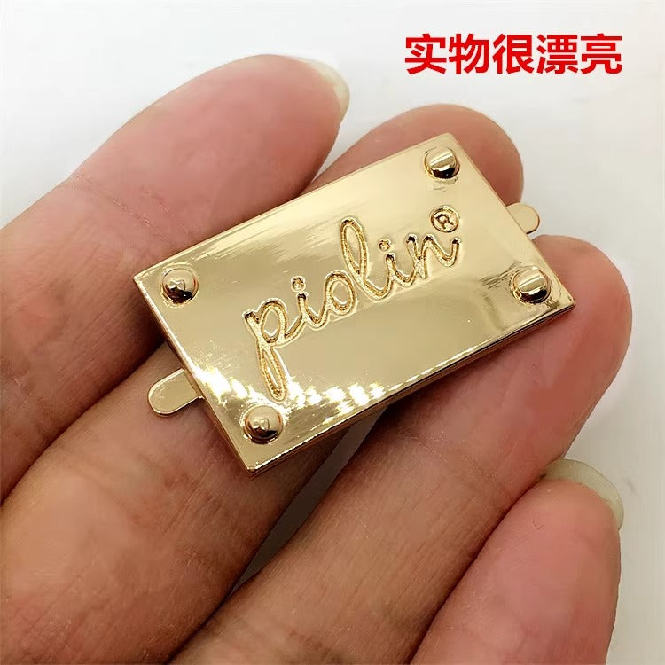Fashion Garment Metal Name Tags Custom Gunmetal logo Clothing Accessory Metal Sewing Label Plates for shoes-128