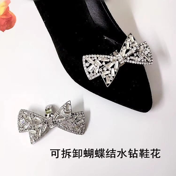Factory New Arrival Shinny Rhinestone and Glass Rectangle Shoe Clips Decoration Metal Shoe Charms-1