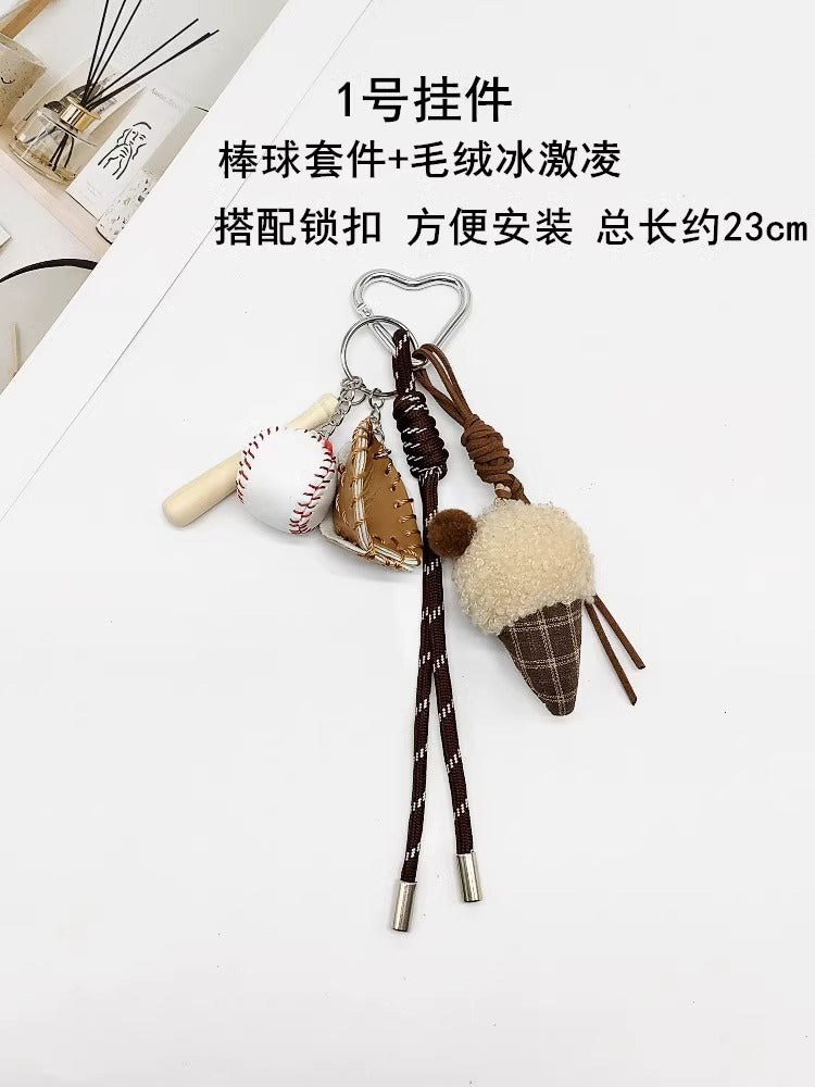 Dachshund Bear Doll Pendant Spring Chain Pearl Chain bar Bracelet Bag Charm Charm Silicone Tag Keychain-32