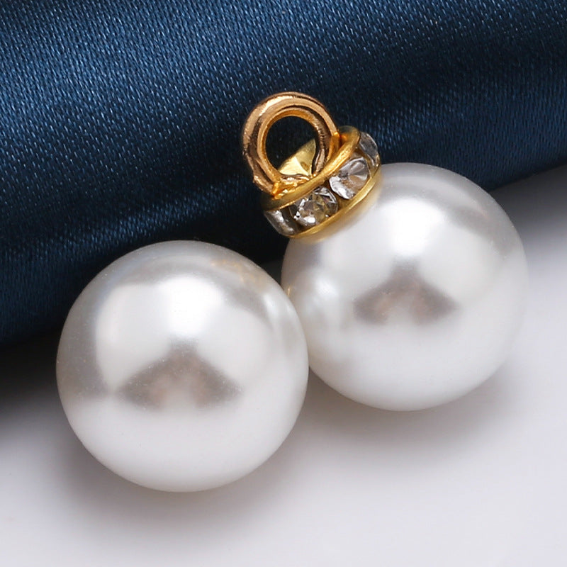Multi Function Pearl Buttons for Clothes Diy Jewelry Accessories Headpieces Elegant Black Bread Beads Pearl Sewing Shank Button-5