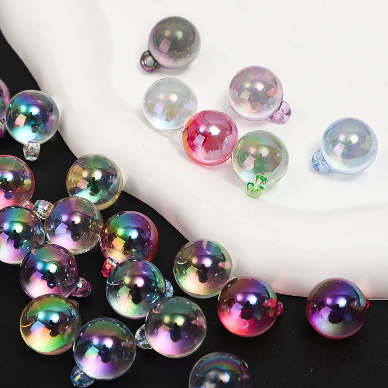 20*15mm Acrylic transparent color UV electroplating colorful hanging hole beads DIY accessories pendant loose bead accessories-5