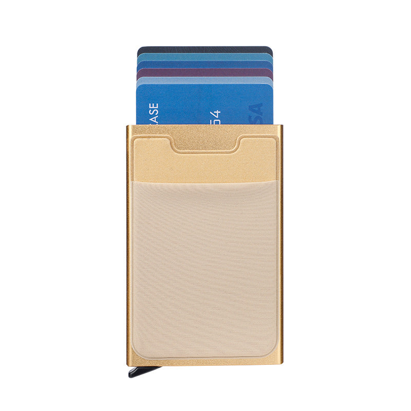 Hot Seller Men Aluminum Slim ID Credit Card Holder Pop Up Aluminum Wallets with Elasticity Back Pouch