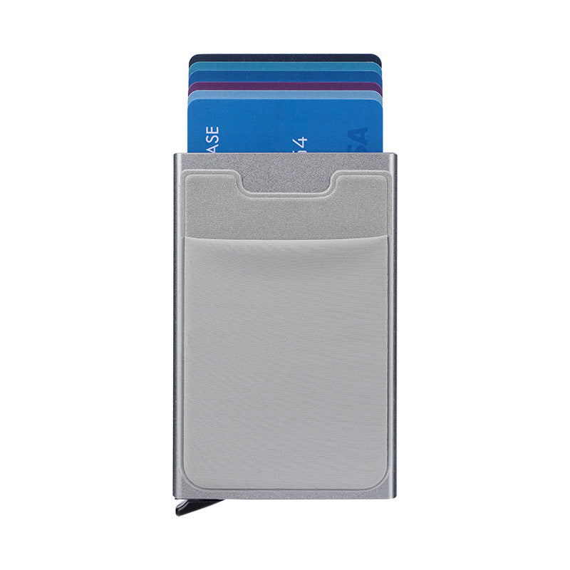 Hot Seller Men Aluminum Slim ID Credit Card Holder Pop Up Aluminum Wallets with Elasticity Back Pouch