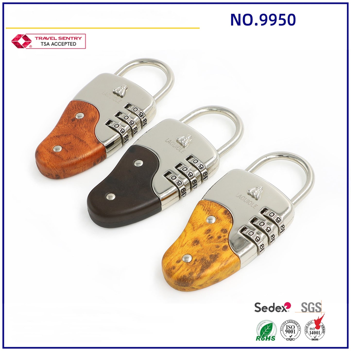 Good quality Resettable 3 Digit Combination Luggage Padlocks-5