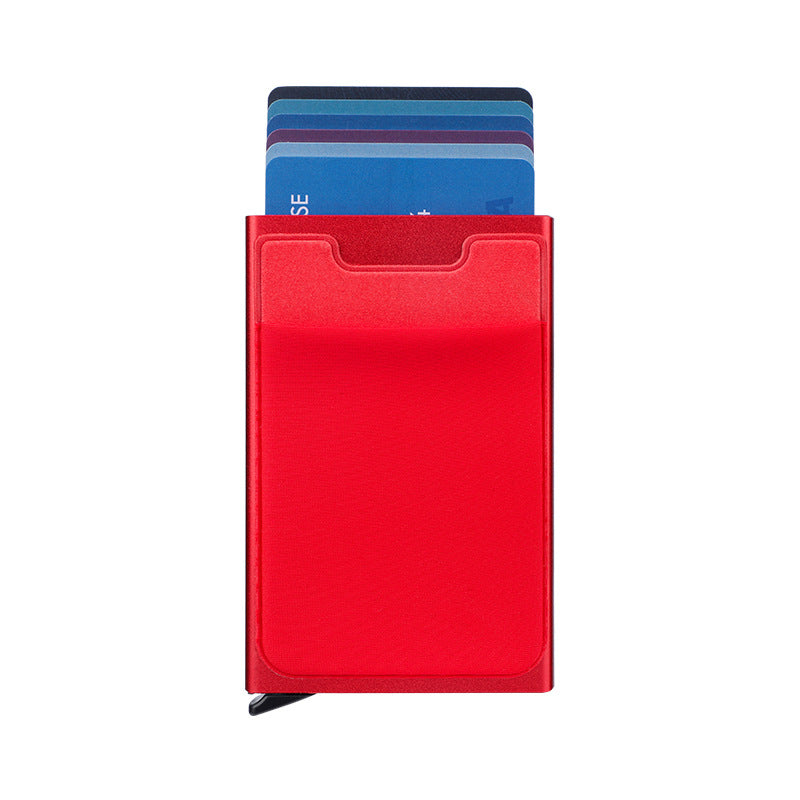 Hot Seller Men Aluminum Slim ID Credit Card Holder Pop Up Aluminum Wallets with Elasticity Back Pouch