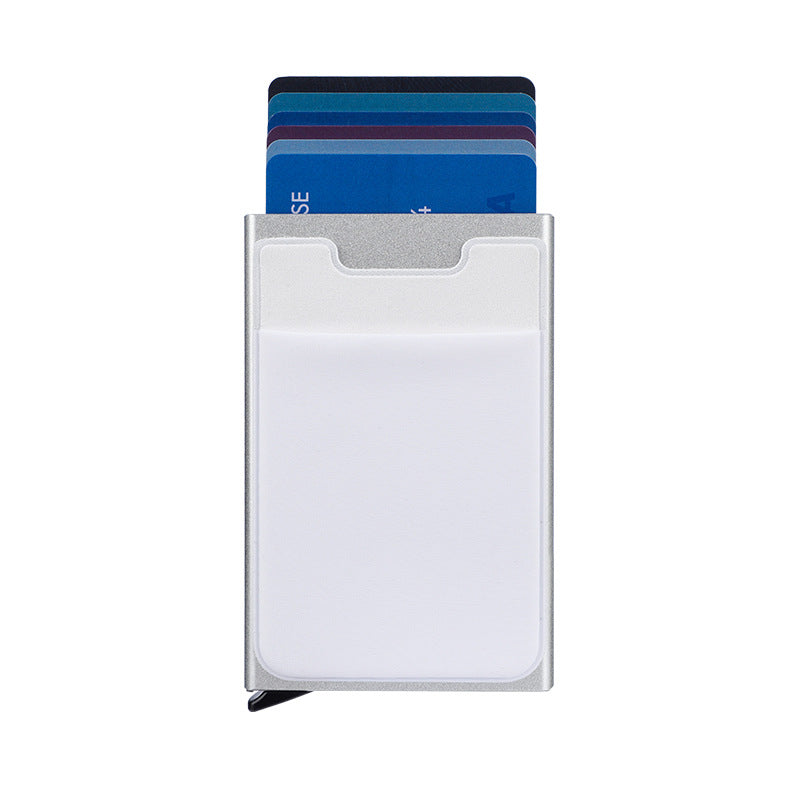 Hot Seller Men Aluminum Slim ID Credit Card Holder Pop Up Aluminum Wallets with Elasticity Back Pouch