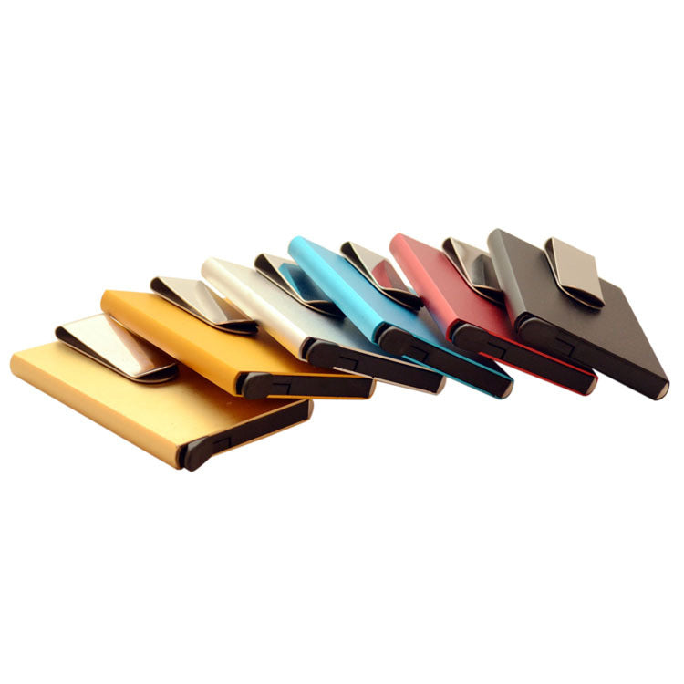 High Quality Metal Customized LOGO Print Water Proof Aluminum Alloy Business Id Slim Pop Up Card Holder