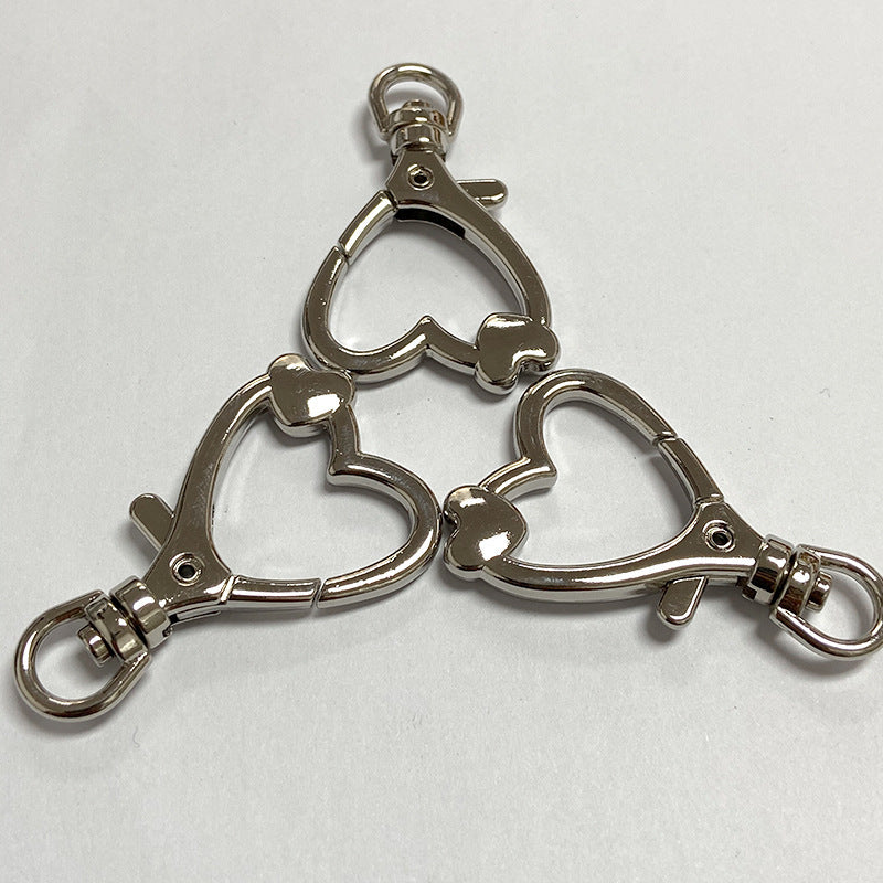Heart Shape Spring opening ring Keychain metal Craft Making Swivel Keychain Clip Hardware Luggage Accessories DIY Heart Keychain-50