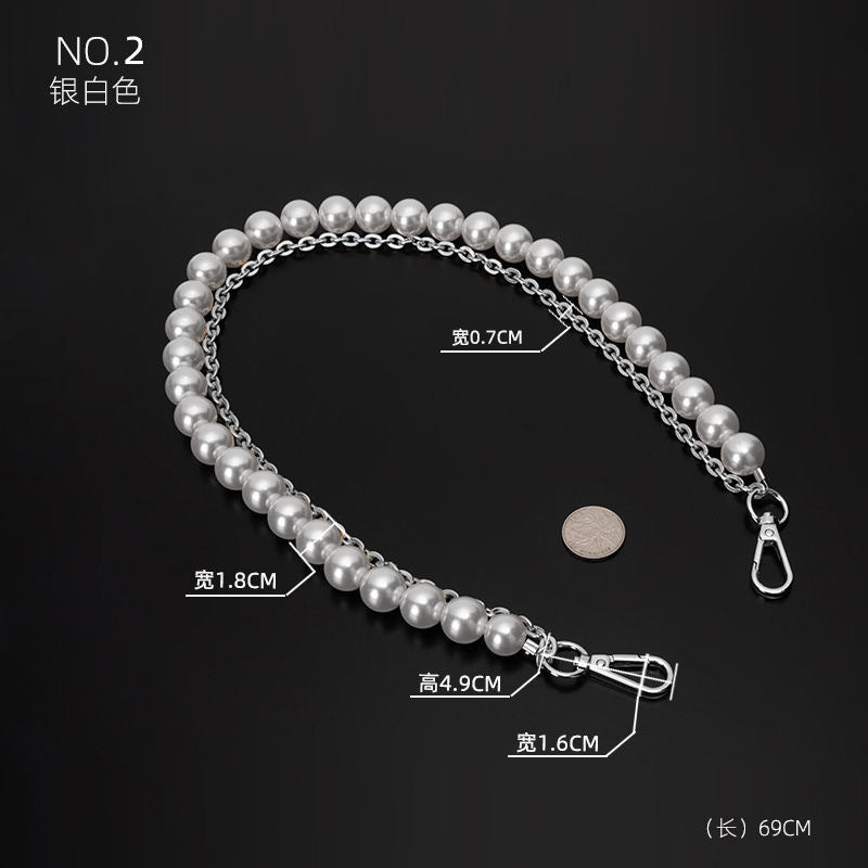 New Pearl Bag strap For Handbag Belt DIY Purse Replacement Handles ,Cute Bead Metal Chain for Bag Accessories-53