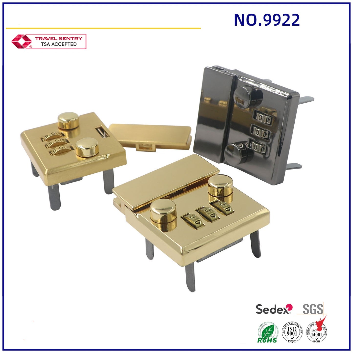 Wholesale hotsale combined briefcase accessory 3-digit password hardware lock for leather briefcase-57