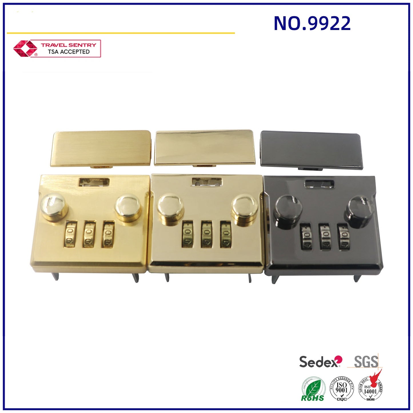 Wholesale hotsale combined briefcase accessory 3-digit password hardware lock for leather briefcase-57