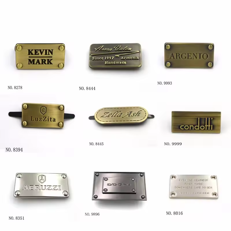 Solid Brass Purse Hardware Custom Engraved Metal Logo Label Plate for leather bag-58