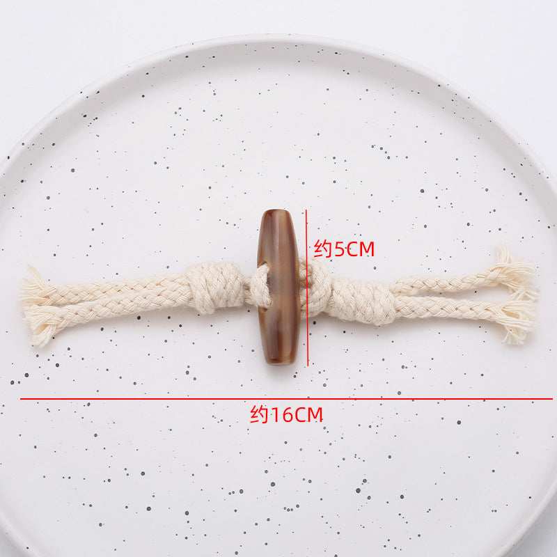 Cotton Rope Twine Olive Button-down Woolen Coat Trench Sweater Button up Wood Resin Button-58