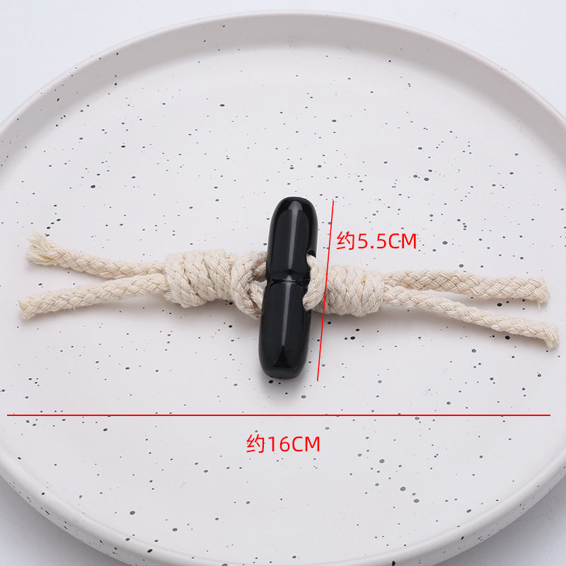 Cotton Rope Twine Olive Button-down Woolen Coat Trench Sweater Button up Wood Resin Button-58