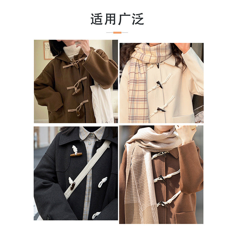 Cotton Rope Twine Olive Button-down Woolen Coat Trench Sweater Button up Wood Resin Button-58