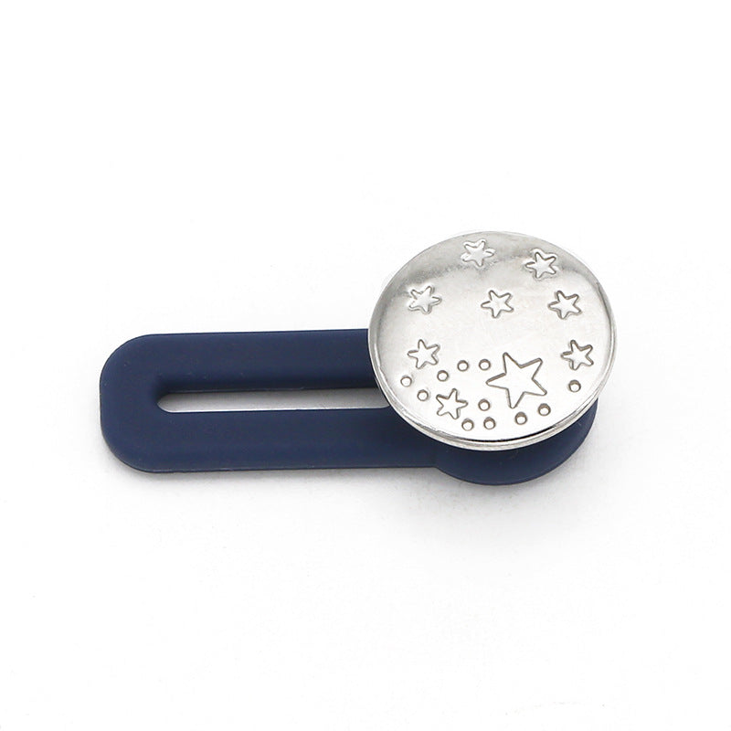 Hot Sale 1.7cm stainless steel Alphabet pentagram pattern Button Utility Women Adjustable nail free waist button-59