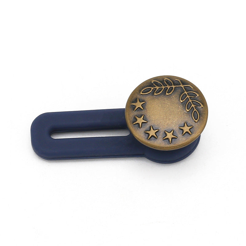 Hot Sale 1.7cm stainless steel Alphabet pentagram pattern Button Utility Women Adjustable nail free waist button-59