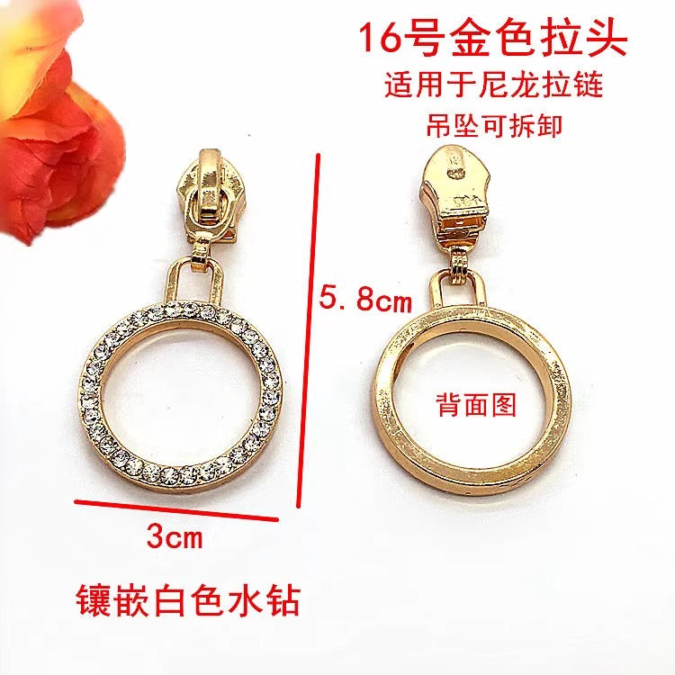 Custom Designer Rhinestone Zipper Pull Decorative No Lock Zipper Head for Bag/shoes/clothes-51