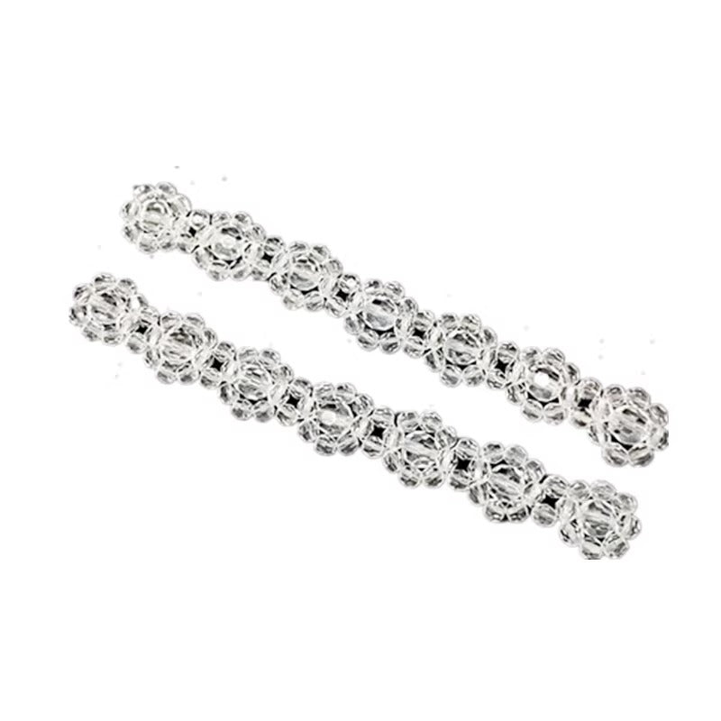 Silver & Gold Beaded Chain Shape Crystal Rhinestone Patch Applique Flatback Style Iron-On for Evening Dresses Shoes Bags-135