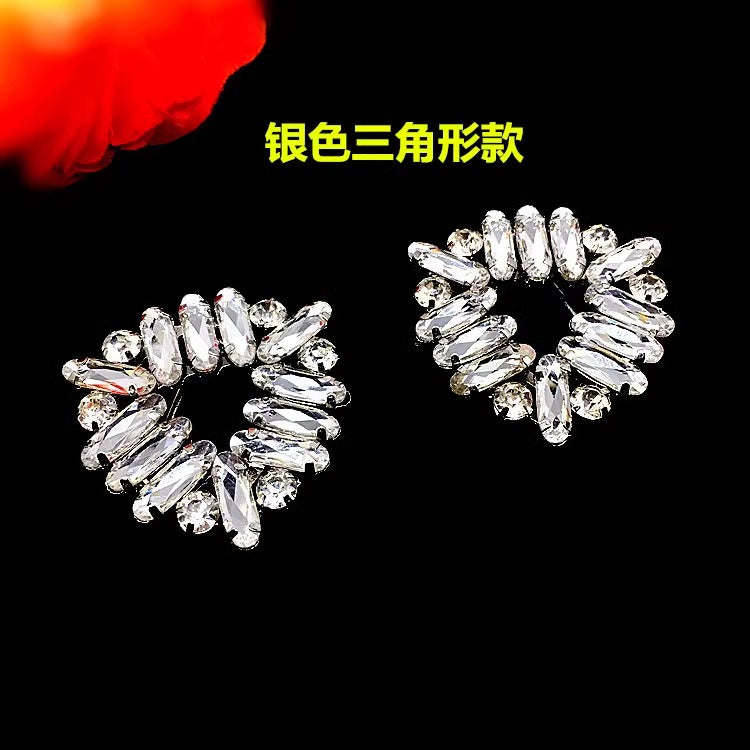 Custom Metal Buckles With Diamonds for Shoe Hebillas De Metal Con Diamante Para Zapato Cristal Crystal Shoe Flower-117