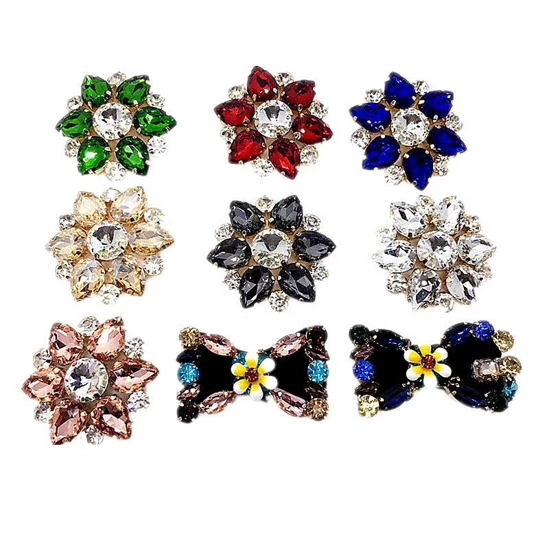 New Fashion Znic Alloy Round Rhinestone Crystal Button With Pearl for Shoes-106