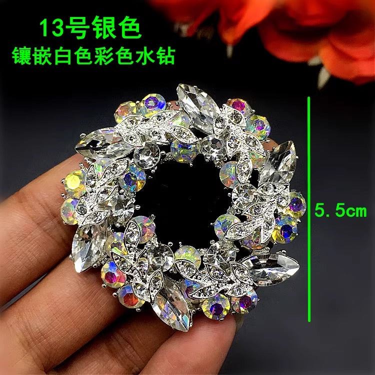 Wholesale DIY Ladies High Heels Shoe Accessories Crystal Rhinestone Flower Buckle Clip for Metal Sandal-49