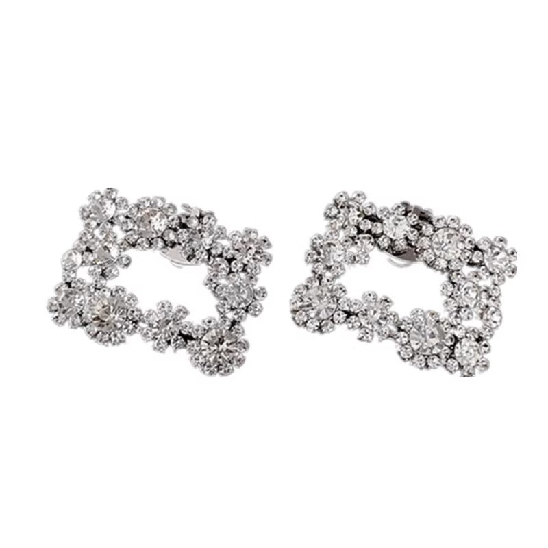 Factory New Arrival Shinny Rhinestone and Glass Rectangle Shoe Clips Decoration Metal Shoe Charms-1