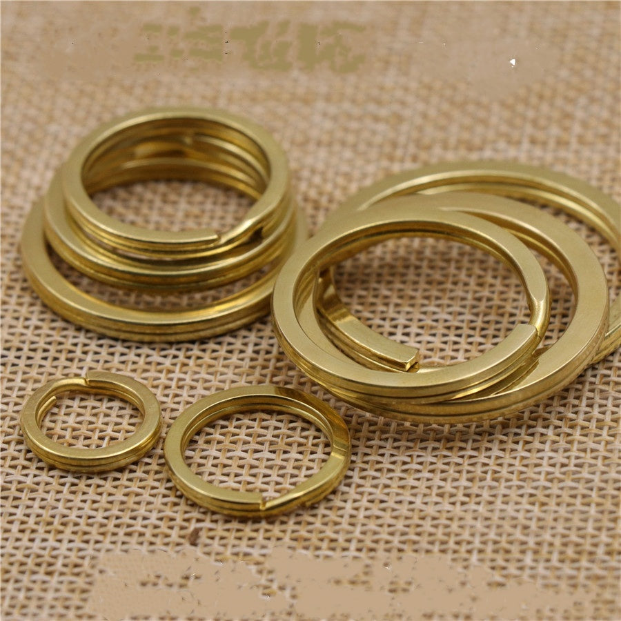 Solid Brass Split Rings Double Loop Keyring 15-38mm bag hook Connector Keychain Keys Holder-6
