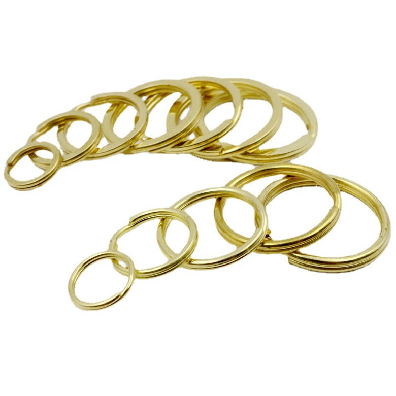 Solid Brass Split Rings Double Loop Keyring 15-38mm bag hook Connector Keychain Keys Holder-6
