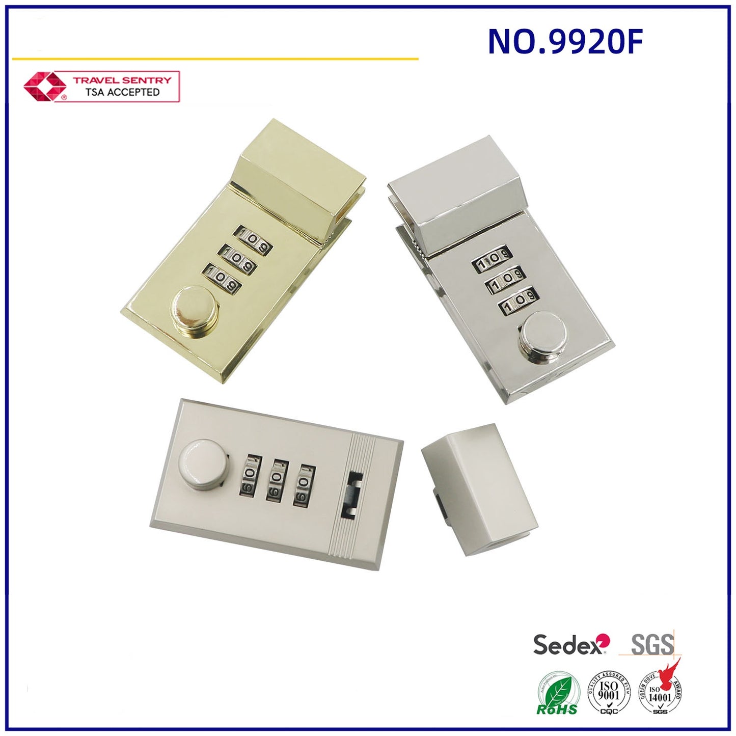 high quality zinc alloy plated 3-digit digital briefcase password lock diary notebook security lock women's bag buckle-6