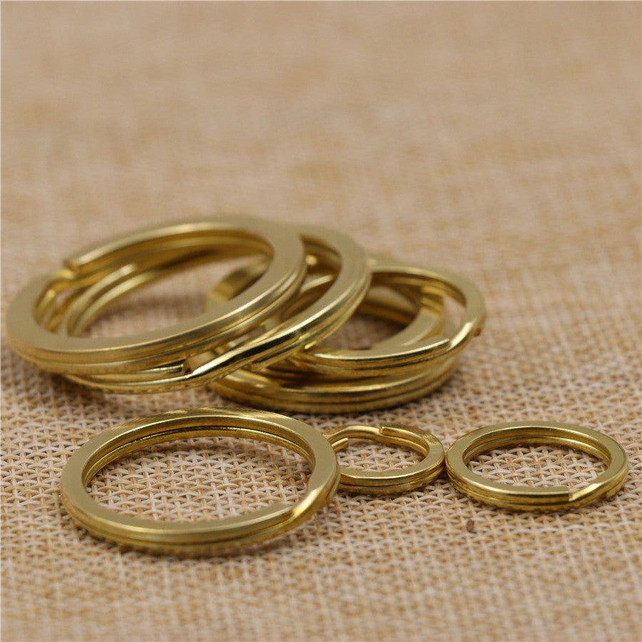 Solid Brass Split Rings Double Loop Keyring 15-38mm bag hook Connector Keychain Keys Holder-6