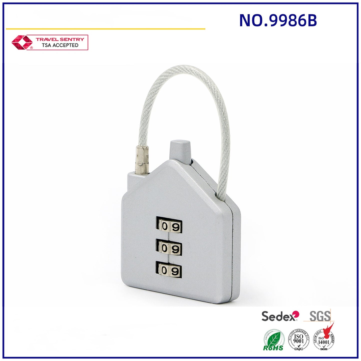 Cute 3 digit combination lock house shaped padlock with code-6