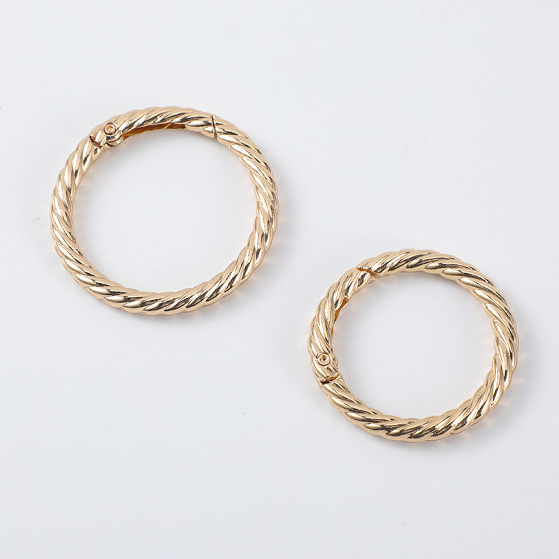 Nice custom metal factory wholesale round spring ring gilded hemp wreath circle spring ring clasp for handbag hardware-6