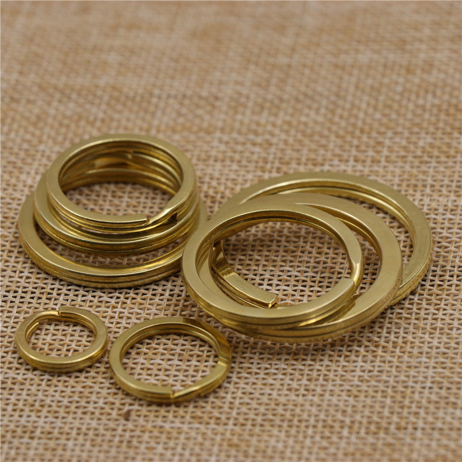 Solid Brass Split Rings Double Loop Keyring 15-38mm bag hook Connector Keychain Keys Holder-6