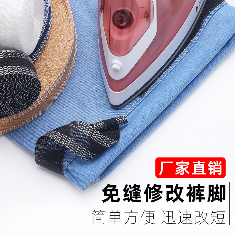 5m Pants Edge Shorten Paste Self-adhesive Pants Mouth Hem Iron-on Hemming Tape Jeans Pants Diy Sewing Free Trousers Fabric Patch-64