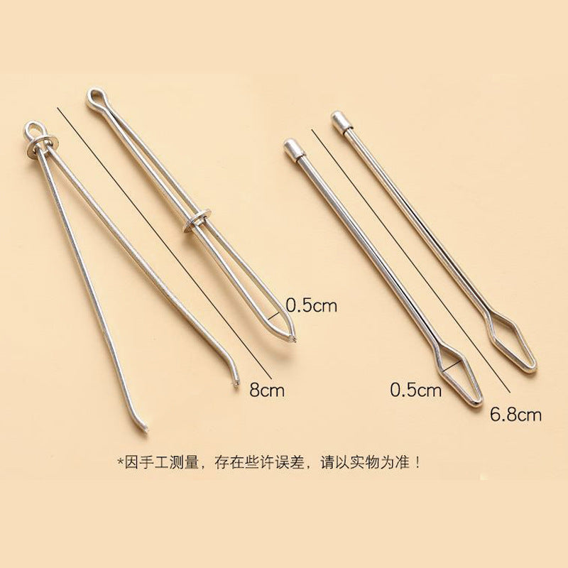 Elastic Cord Rope Threader Clip Self-locking Tweezer Sewing Metal Easy Pull Needle Threader Rope Threader-65