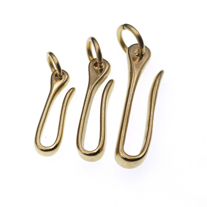 HOT Belt U Hook Brass Keychain Fob Clip Retro Vintage Key Ring Wallet Chain Hook with Bow shackle Fish Hook-66