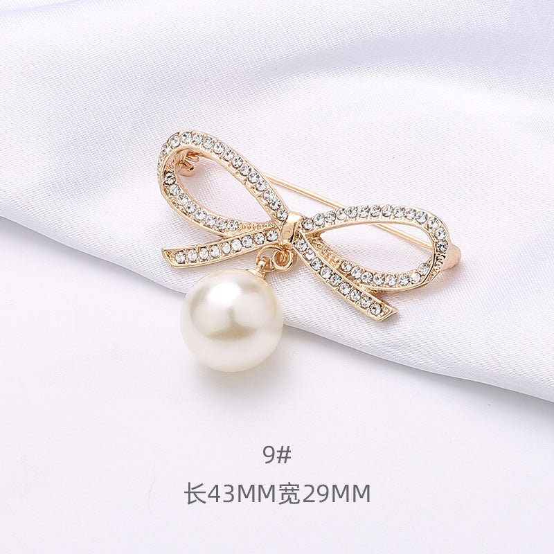 Japanese and Korean fashion anti-slip pearl brooch alloy rhinestone butterfly pin collar accessories wholesale-67