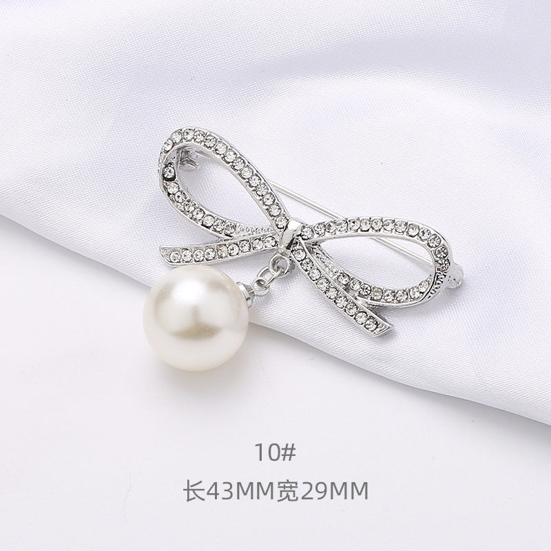 Japanese and Korean fashion anti-slip pearl brooch alloy rhinestone butterfly pin collar accessories wholesale-67