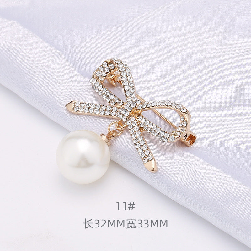 Japanese and Korean fashion anti-slip pearl brooch alloy rhinestone butterfly pin collar accessories wholesale-67
