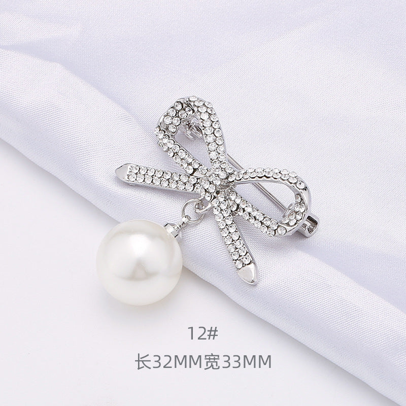 Japanese and Korean fashion anti-slip pearl brooch alloy rhinestone butterfly pin collar accessories wholesale-67