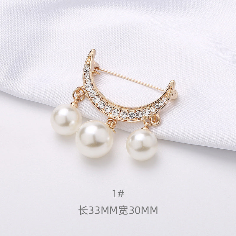 Japanese and Korean fashion anti-slip pearl brooch alloy rhinestone butterfly pin collar accessories wholesale-67