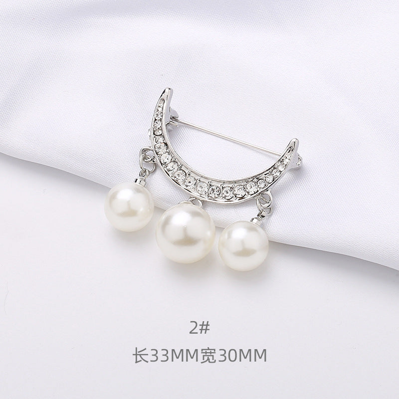 Japanese and Korean fashion anti-slip pearl brooch alloy rhinestone butterfly pin collar accessories wholesale-67