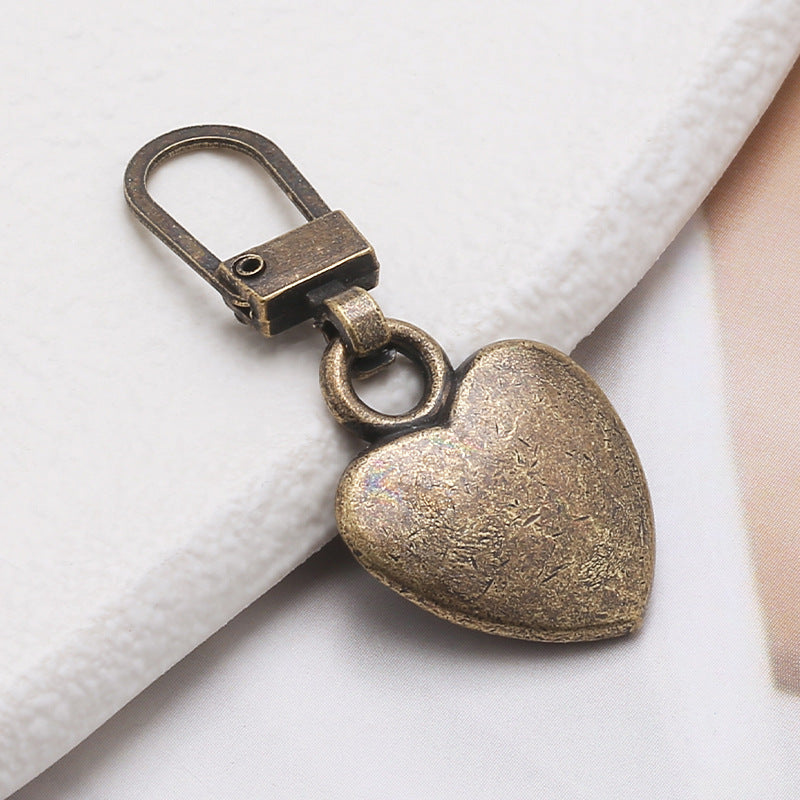 Sewing Zippers Puller Head Heart Shape Detachable Metal Zipper Slider Repair Kits for Bags Backpack Coat Zipper-68