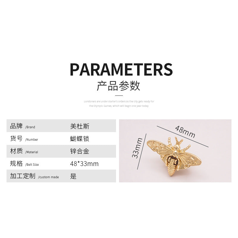 hot sale Turn Lock Bee Shape Bag Clasps and Closures Metal Hardware Clip Clasp Buckles for Purse Handbag Backpack Craft Making-68