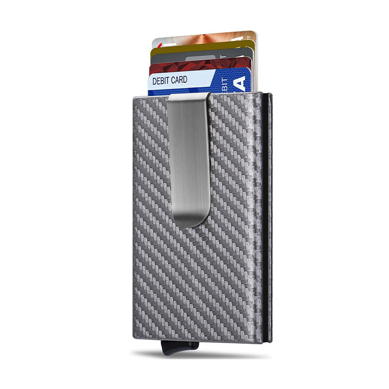 Minimalist Slim Wallet Front Pocket Credit Card Holder for Men Laser Engraving RFID Blocking Auto Pop Up Wallet with Money Clip