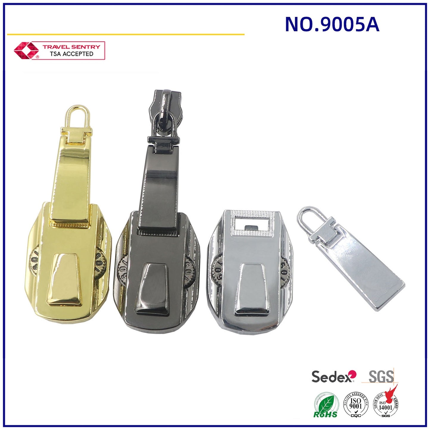 Customizable Exquisite Backpack Zipper Lock Security Metal 2-Digit Combination Zipper Lock-7