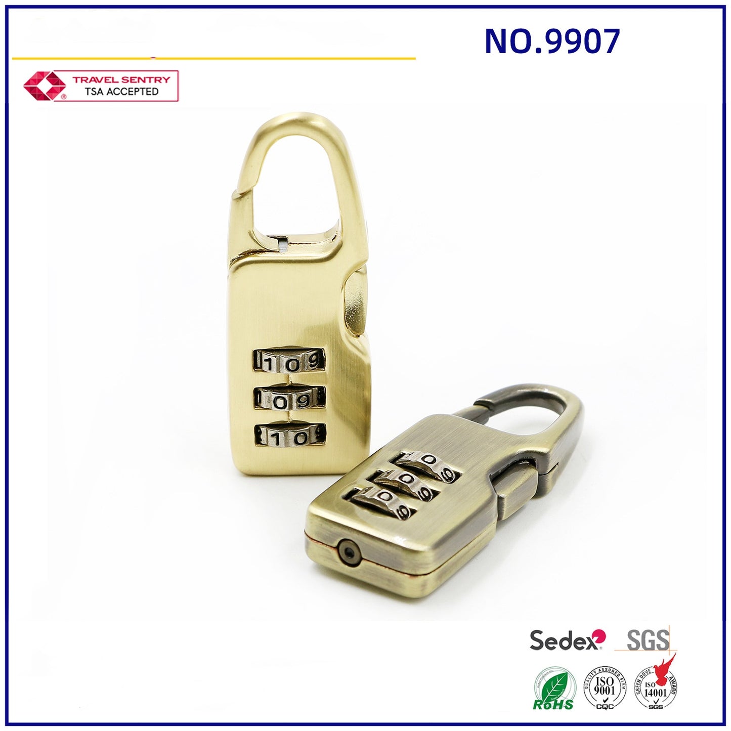 Good quality Resettable 3 Digit Combination Luggage Padlocks-7