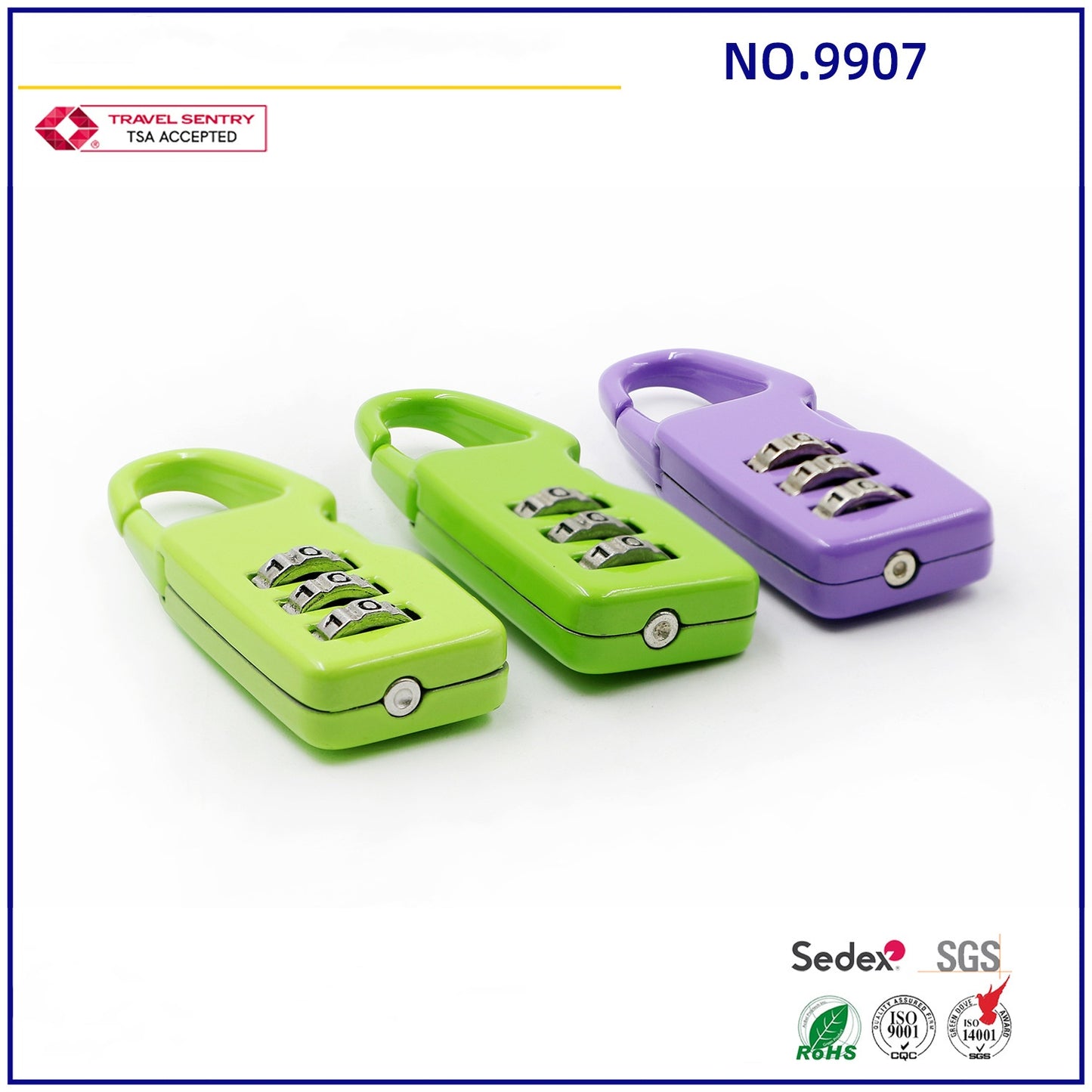 Good quality Resettable 3 Digit Combination Luggage Padlocks-7