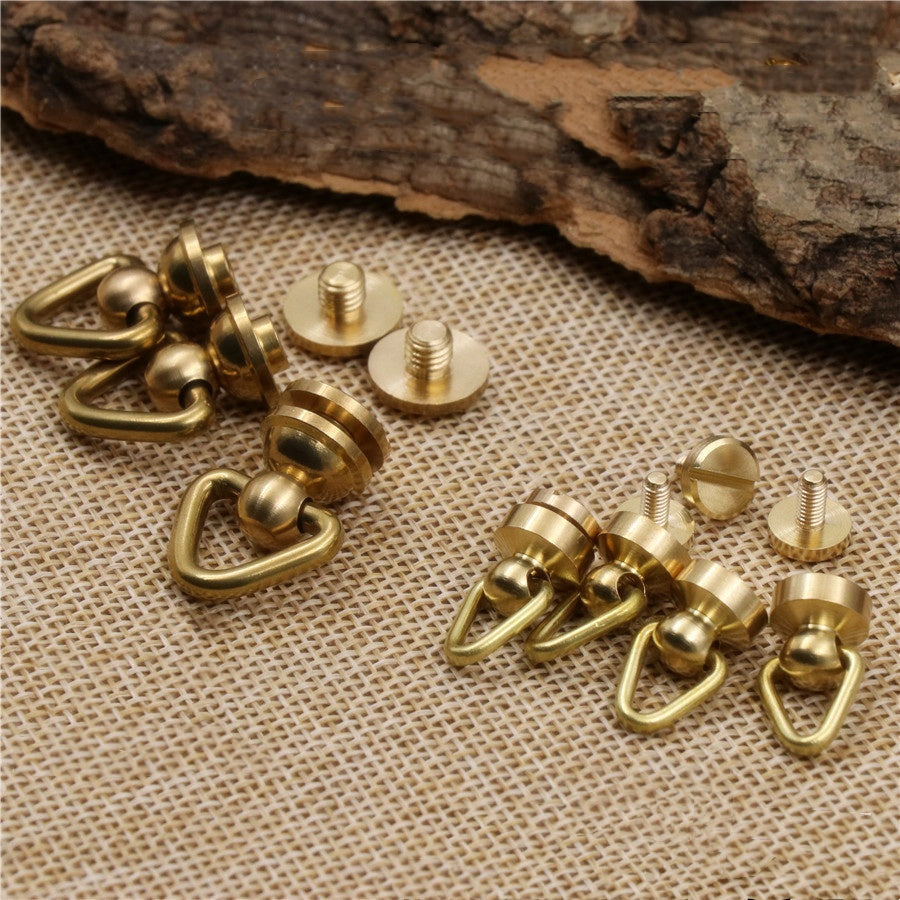 custom solid brass sam browne stud rivets button with D ring for leather crafts-71